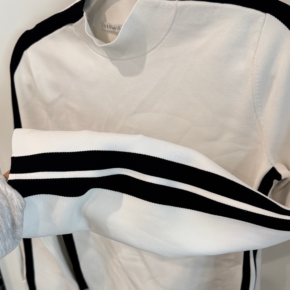 Veronica Beard Retha Striped Sporty Pullover Sweater Apre Ski